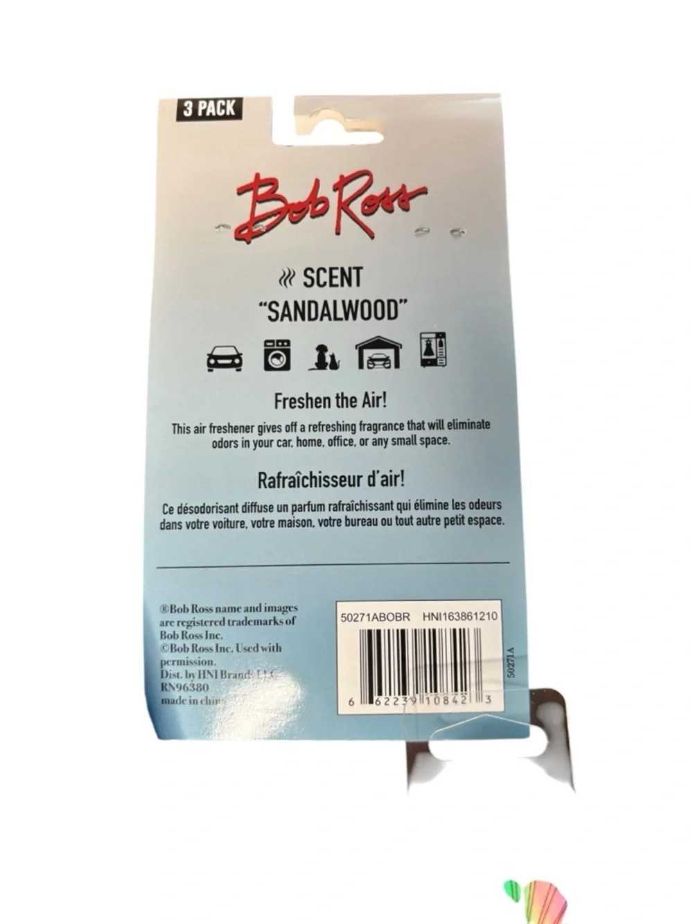 Bob Ross Bundle - Socks, 3pk Air freshner, happy cloud wax melt - Picture 6 of 7